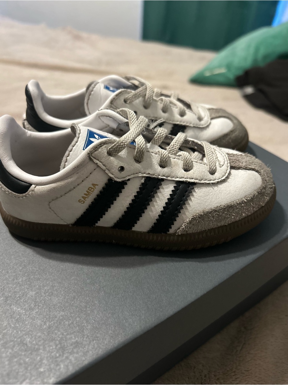 adidas Kids Samba Sneakers in White, Black, Gum